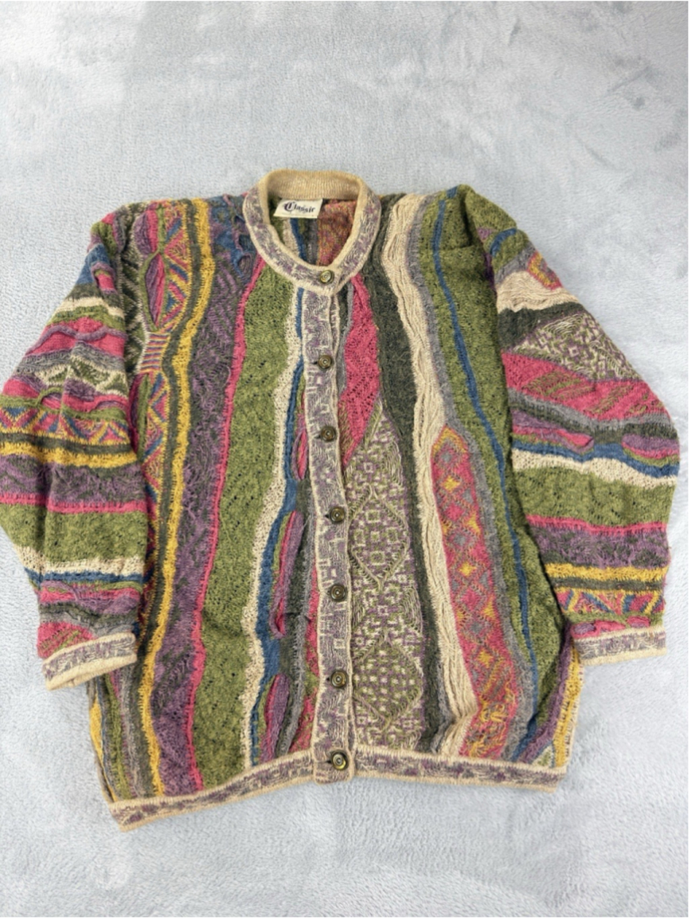 Vintage Coogi Men's Size Small 60% Cotton 40% Linen Button Up Cardigan Sweater
